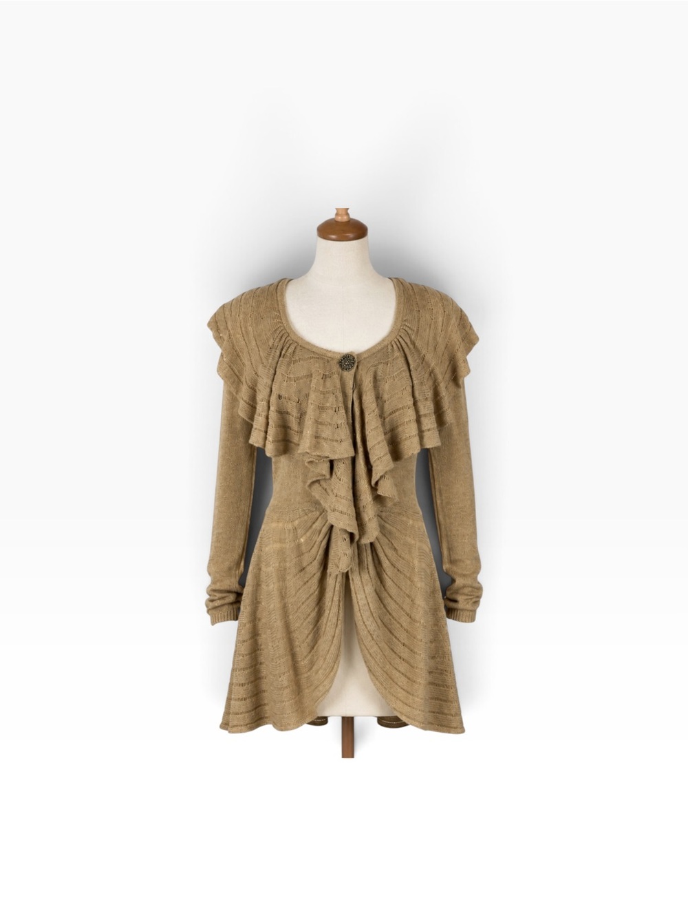 Anthropologie LeifNotes Y2K Ruffle Knit Cardigan Sweater Jacket M